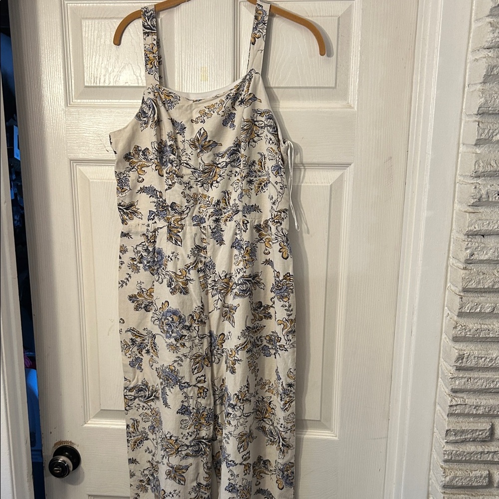 Japna Cream and Blue Floral Jumpsuit